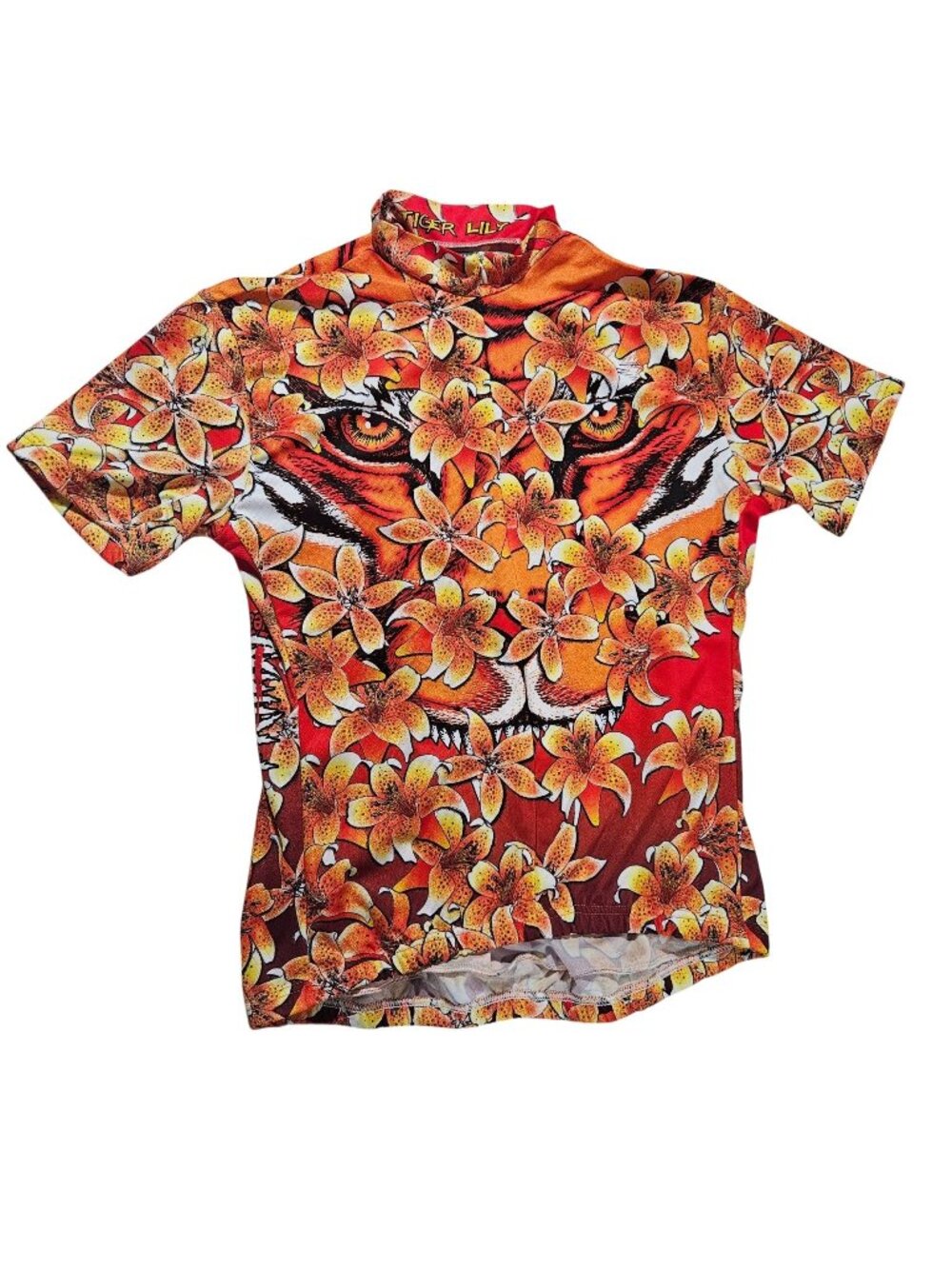 Tiger Lily Design Primal Wear Cycling Jersey Tiger Print Floral Short Sleeve XL